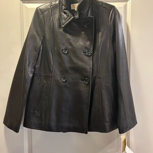 VINTAGE MICHAEL KORS Women's Black Double-Breasted Leather Jacket